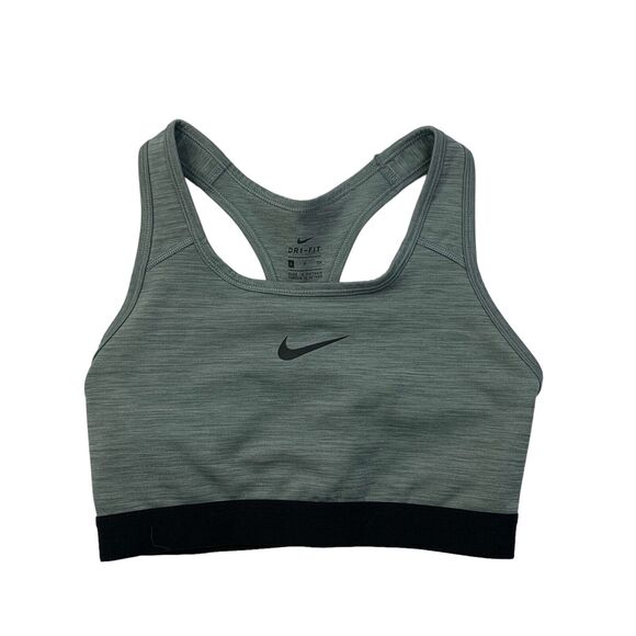 Nike Sports Bra Womens S Small Gray Swoosh Dri Fit Racerback Medium Support - Picture 1 of 11